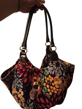 Talbots Floral Velvet Hobo Bag Slouchy Shoulder Purse Tote Vintage Style